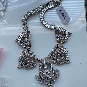 BaubleBar Crystal Statement Necklace in Clear and Gold Tone